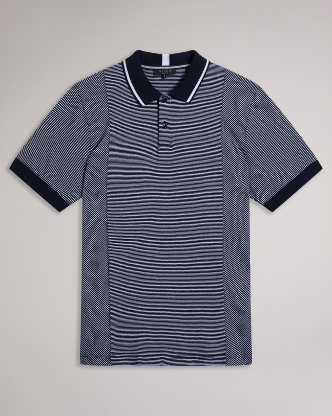 Polo Ted Baker Short Sleeve Regular Striped Panelled Bleu Marine Homme | OTJ-08625423